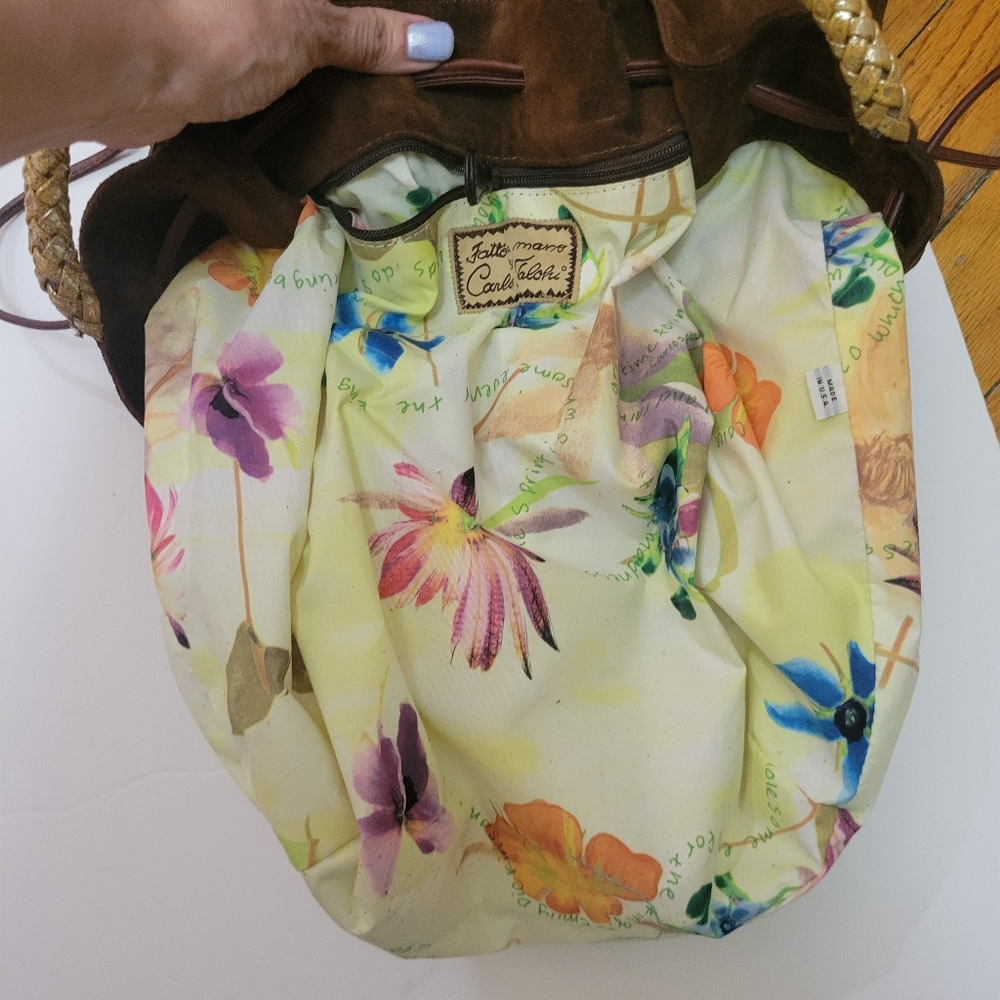 Carlos Falchi Brown Suede Medium Hobo Bag Southwestern Boho Cowgirl - Picture 8 of 11